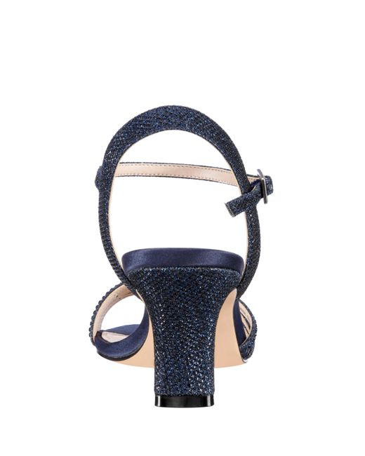 Nina Blue Nelena-navy Textured Metallic Low-heel Dress Sandal