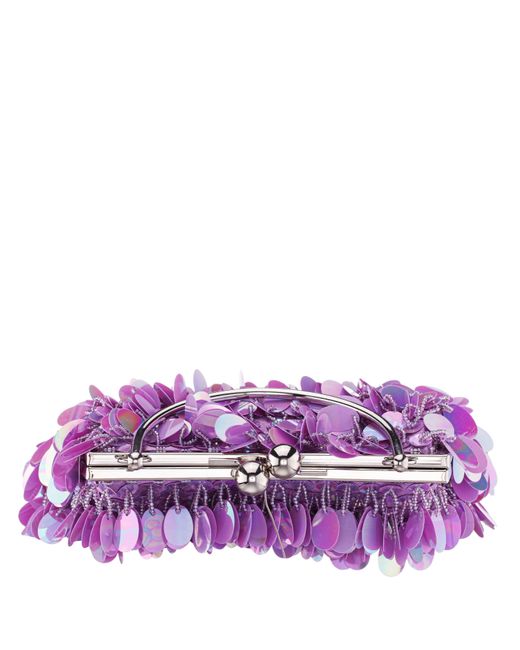 Nina Purple Fleur-royal Lilac paillette Frame Pouch