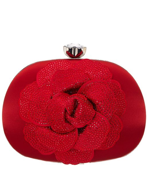 Nina Flores-red Rouge crystal Embellished Flower Minaudiere