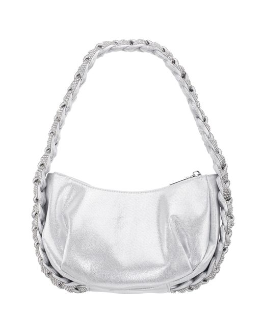 Nina Gray Starry-true Silver braided Crystal Detail Hobo Bag
