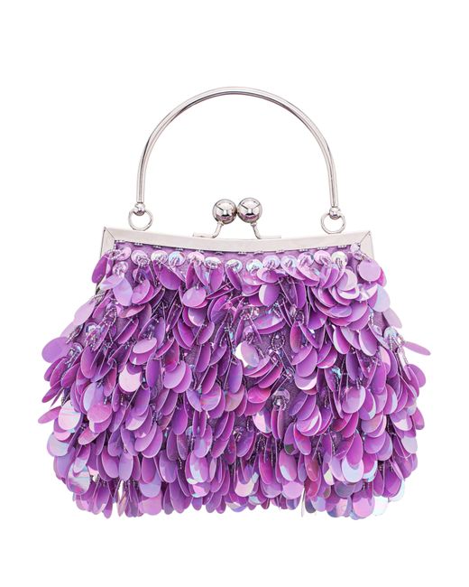 Nina Purple Fleur-royal Lilac paillette Frame Pouch