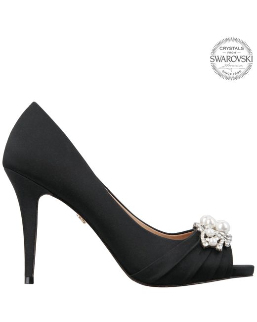 nina black satin pumps