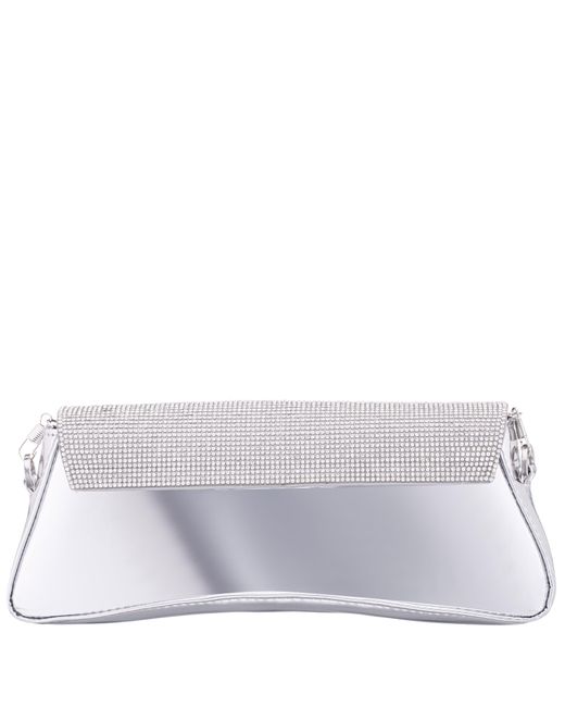 Nina Gray Joselyn-silver Crystal Flap Mirror Metallic Patent Clutch Bag