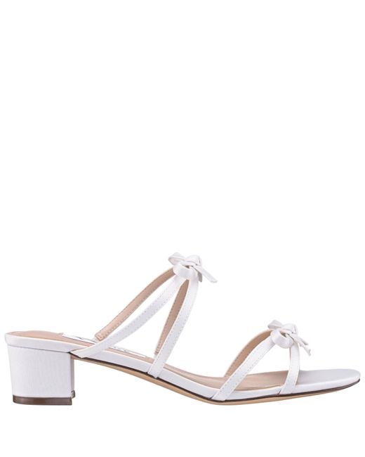 Nina White Gaby-ivory Mid-heel Slide With Bows On A Block Heel