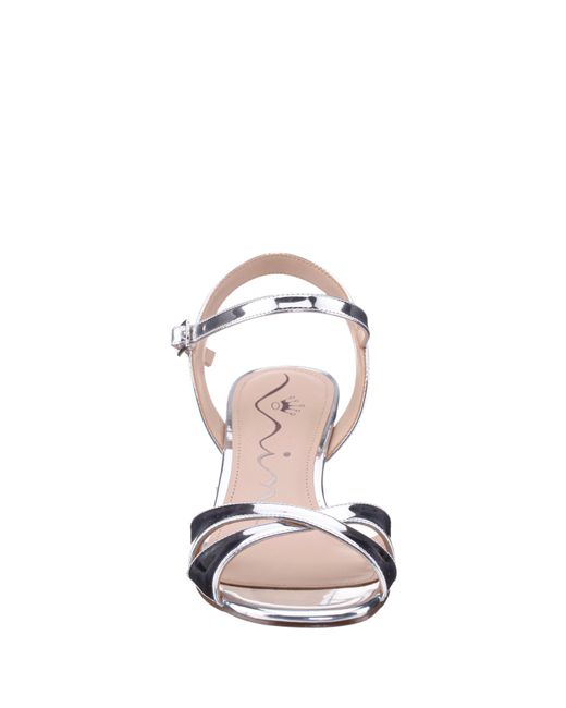Nina White Felix-womens Silver Mirror Metallic Patent Low-heel Wedge Sandal