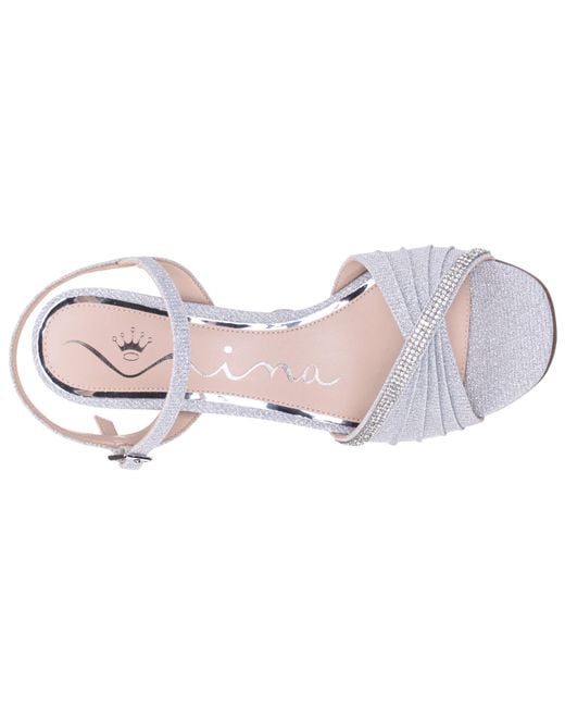 Nina Pink Agnes-true Silver Textured Metallic High-heel Evening Sandal