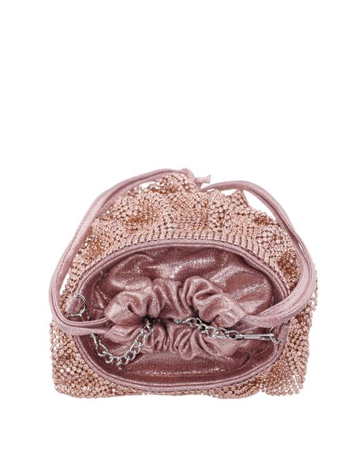Nina Pink Elegant-rose Gold 3 Tiered Crystal Mesh Pouch Bag