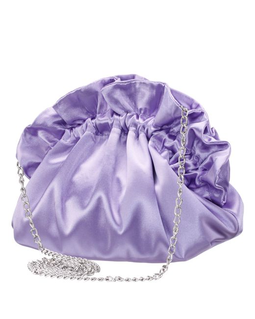 Nina Purple Cristy-royal Lilac Satin Gathered Crossbody Pouch Bag