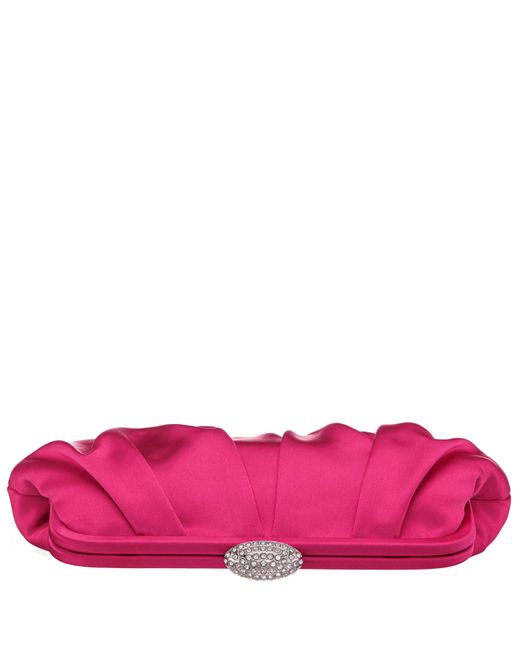 Nina Pink Concord-kisses Pleated Frame Clutch With Crystal Clasp
