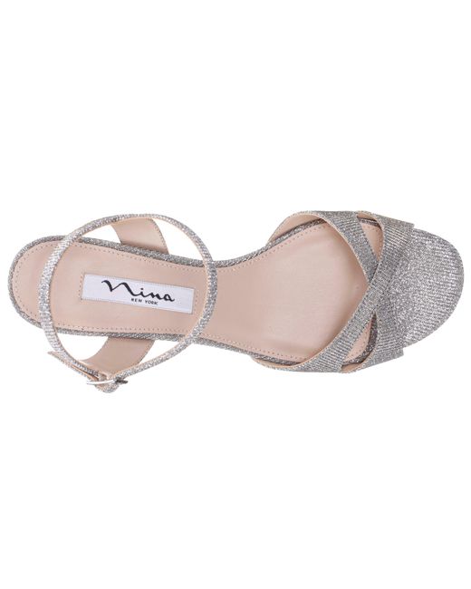 Nina Multicolor Flora-women's Steel Textured Metallic Mid-heel Wedge Sandal