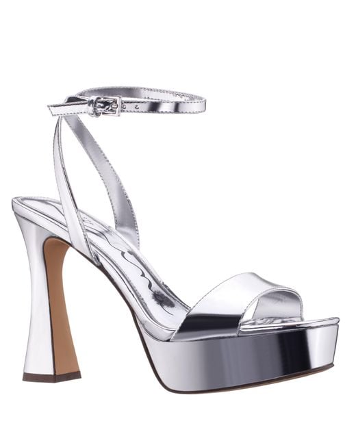 Nina Antonia-women's Silver Mirror Metallic Patent Ultra High Platform Sandal