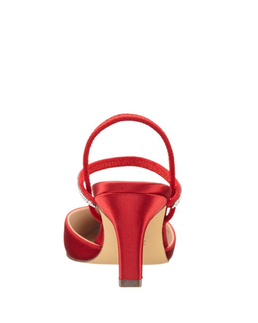 Nina Billie-women's Red Rouge Satin Mid-heel Closed-toe Pump