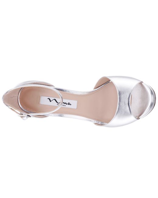 Nina White Famia-silver Metallic Foil Platform Stiletto Dress Sandal