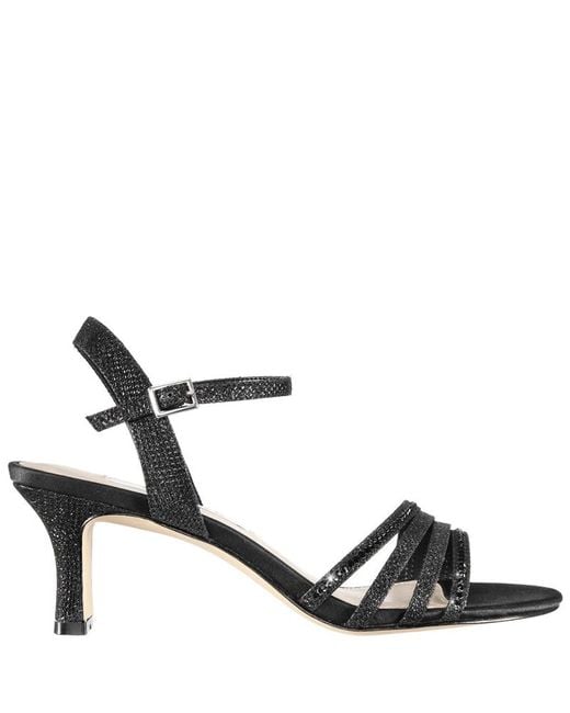 Nina Nelena-black Textured Metallic Low-heel Dress Sandal