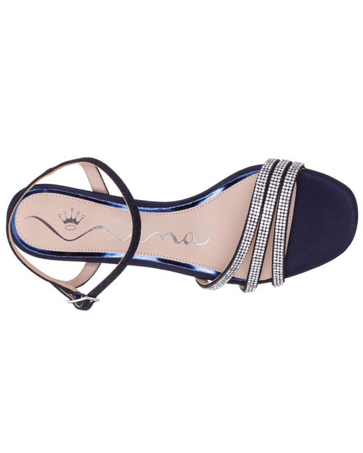 Nina Blue Bettany-navy Textured Metallic Fantasy Net Mid-heel Evening Sandal
