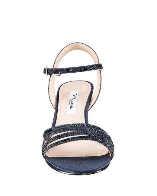 Nina Blue Nelena-navy Textured Metallic Low-heel Dress Sandal