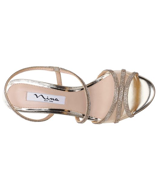 Nina Vianca-women's Platino Metallic Foil Slingback Mid-heel Sandal