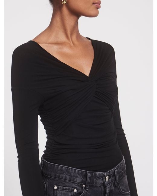 NINETY PERCENT Vesta Micromodal Knot Long Sleeve Top In Black