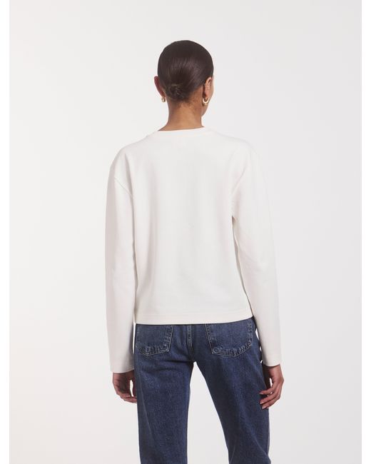 NINETY PERCENT Compact Cotton Long Sleeve T-shirt In Off White