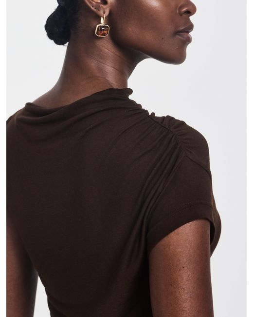 NINETY PERCENT White Priam Draped Dress In Bitter Chocolate
