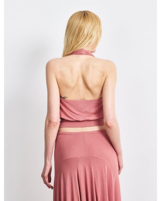 NINETY PERCENT Pink Lenny Wrap Front Halter In Melon