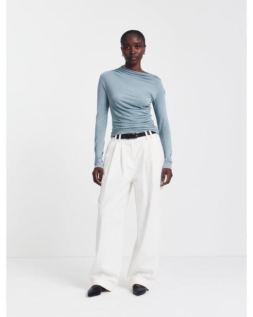 NINETY PERCENT Organic Cotton Denim Trousers In Off White