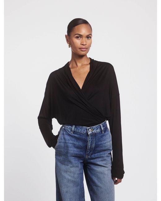 NINETY PERCENT Calix Draped Top In Black