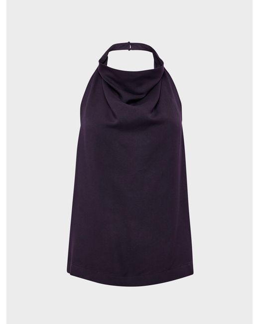NINETY PERCENT Blue Kayla Halterneck Top In Aubergine