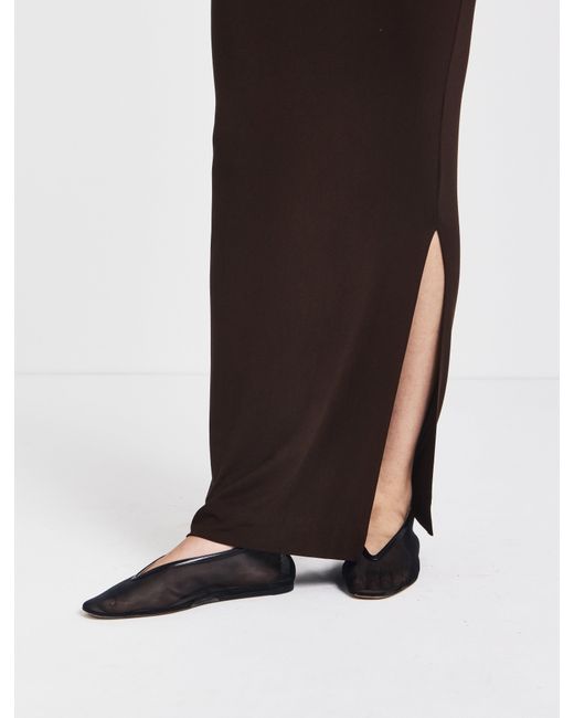 NINETY PERCENT White Leah Ruched Maxi Skirt In Bitter Chocolate