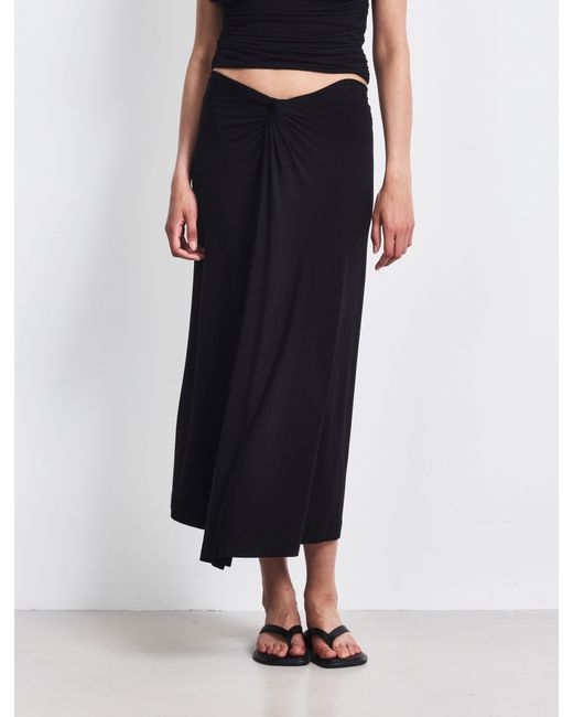 NINETY PERCENT White Sadie Twist Midi Skirt In Black