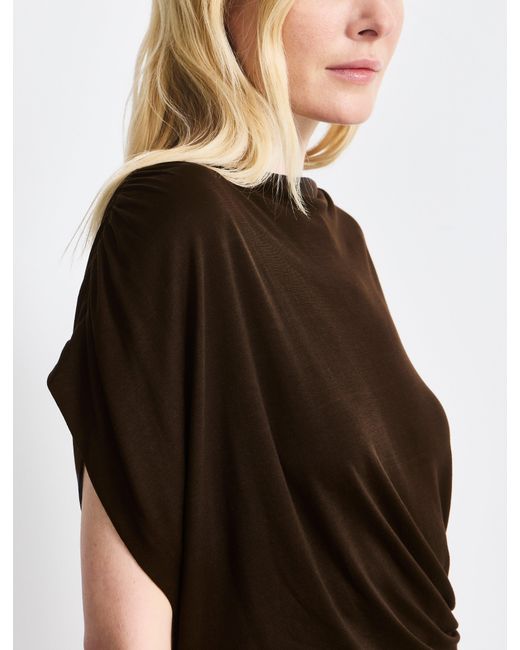 NINETY PERCENT Black Mika Drape Tee In Bitter Chocolate