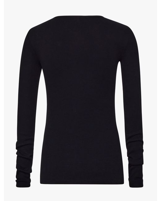 NINETY PERCENT Classic Rib Henley In Black