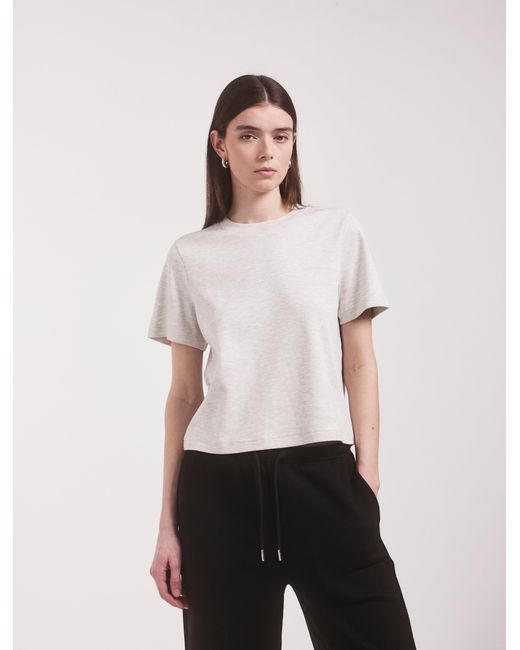 NINETY PERCENT White Compact Cotton Boxy T-shirt In Light Grey Marl