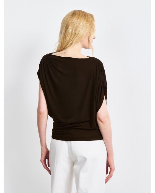 NINETY PERCENT Black Mika Drape Tee In Bitter Chocolate