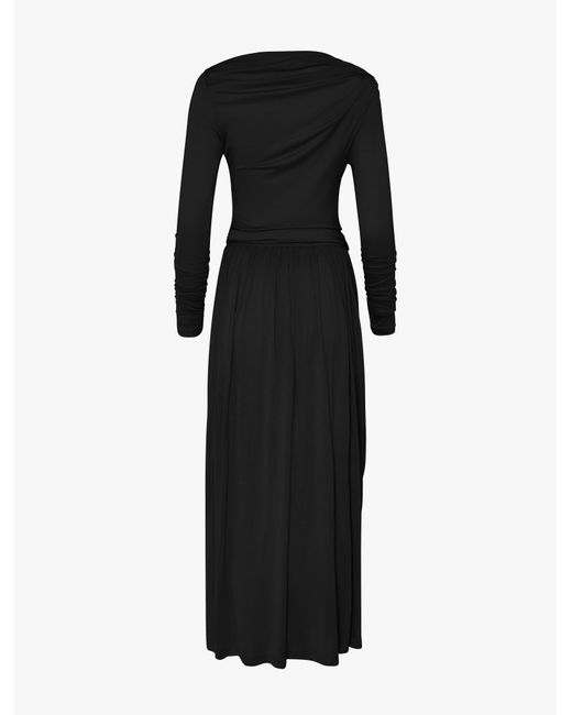 NINETY PERCENT Romy Long Sleeve Draped Dress In Black