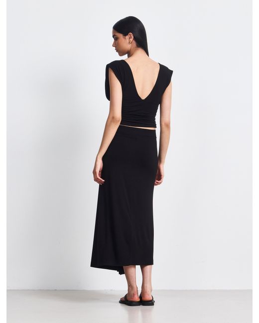 NINETY PERCENT White Sadie Twist Midi Skirt In Black