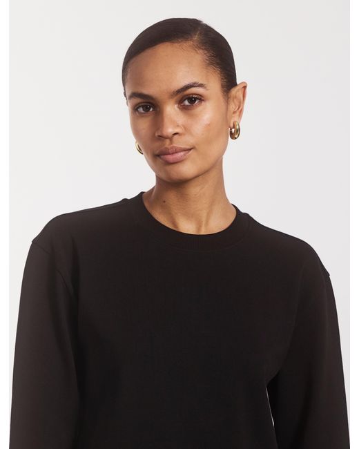 NINETY PERCENT Compact Cotton Long Sleeve T-shirt In Black