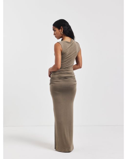 NINETY PERCENT White Leah Ruched Maxi Skirt In Sage