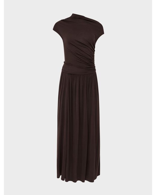 NINETY PERCENT White Priam Draped Dress In Bitter Chocolate