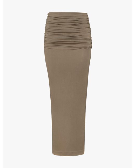NINETY PERCENT White Leah Ruched Maxi Skirt In Sage