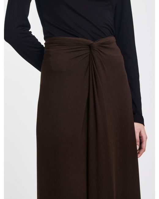 NINETY PERCENT Black Sadie Twist Midi Skirt In Bitter Chocolate