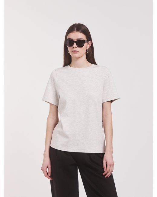 NINETY PERCENT White Compact Cotton Oversized T-shirt In Light Grey Marl