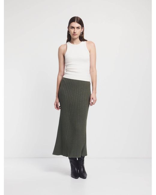 NINETY PERCENT White Maia Rib Skirt In Green Marl