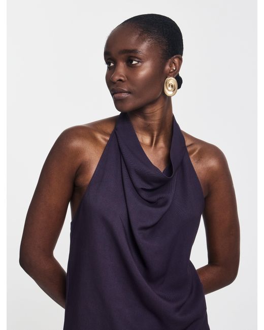 NINETY PERCENT Blue Kayla Halterneck Top In Aubergine