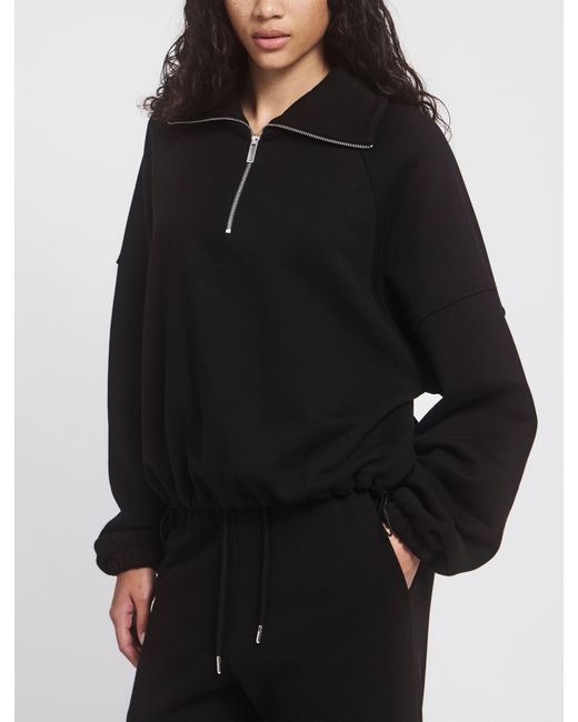 NINETY PERCENT Classic Half Zip Sweatshirt In Black