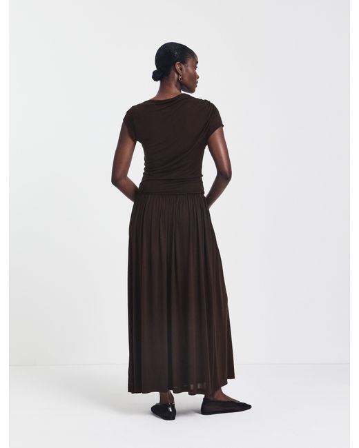 NINETY PERCENT White Priam Draped Dress In Bitter Chocolate