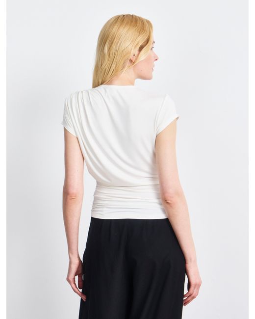 NINETY PERCENT White Jamie Drape Top In Chalk