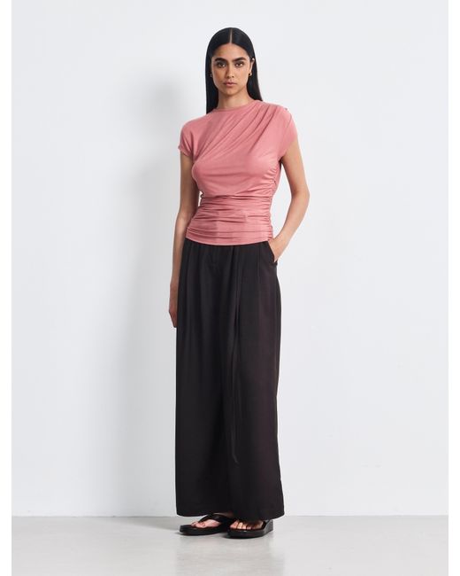 NINETY PERCENT Red Jamie Drape Top In Melon