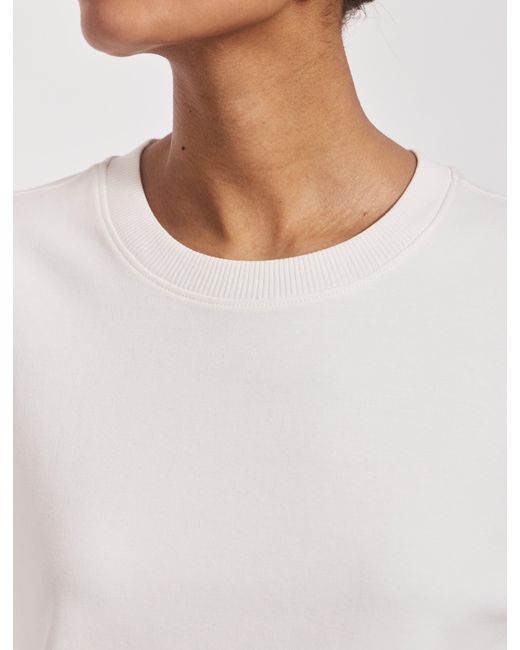 NINETY PERCENT Compact Cotton Long Sleeve T-shirt In Off White