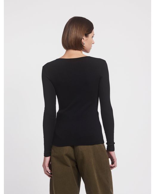 NINETY PERCENT Classic Rib Henley In Black